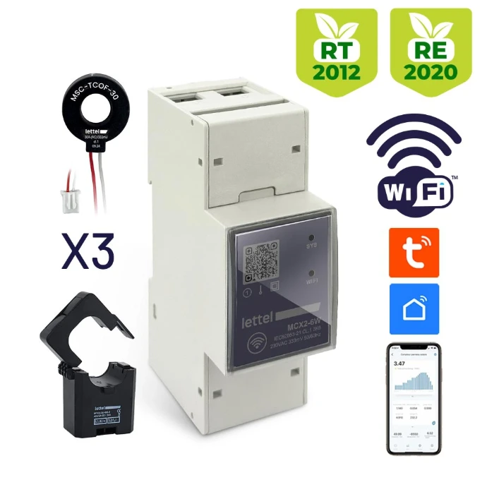Kit compteur Wifi MCX2-6W avec transformateurs de courant distribué par PROVELIAH