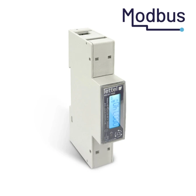 Compteur d'énergie monophasé 100A Modbus MCX1-100 LETTEL sur rail DIN — distribué par PROVELIAH