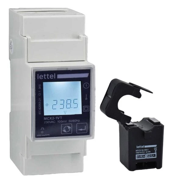 Compteur monophasé LETTEL MCX2-11X M-Bus sur rail DIN pour sous-comptage résidentiel et tertiaire