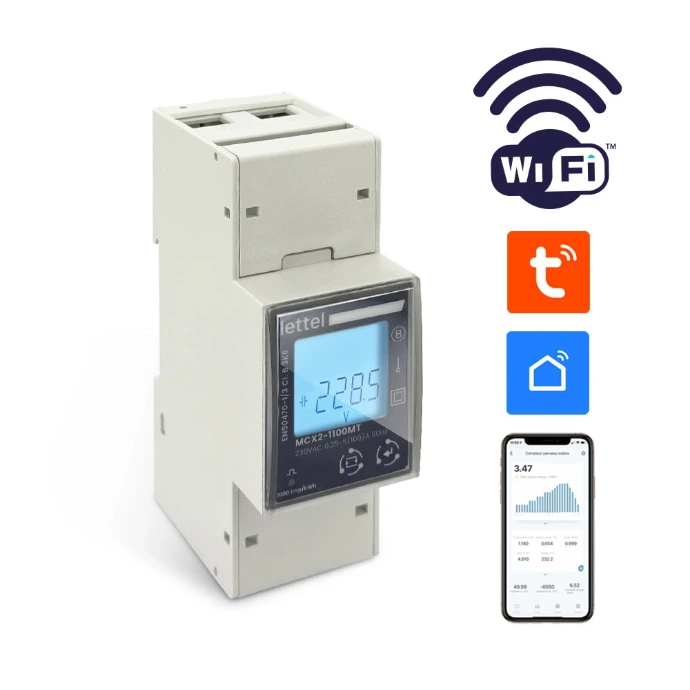 Compteur monophasé Wi-Fi LETTEL MCX2-12X avec applications Tuya Smart et Smart Life sur smartphone