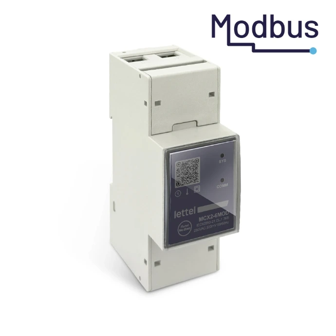 Compteur monophasé MCX2-6MOD LETTEL mesurant jusqu'à 6 circuits via transformateurs de courant avec communication Modbus RS485