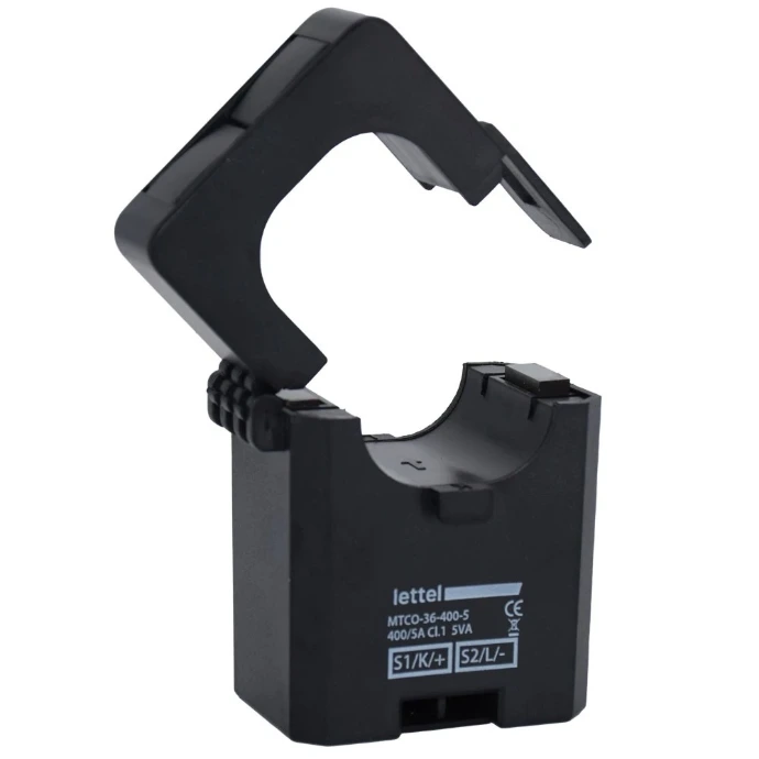 Transformateur de courant ouvrant MTCO-36 LETTEL ouvert, boîtier noir 400/5A Cl.1 5VA, pour câble diamètre 36 mm