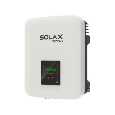 Onduleur réseau triphasé SolaX X3-MIC G2, boîtier blanc avec afficheur noir en façade