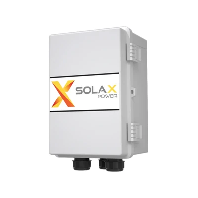 Coffret SolaX EPS Box X3 gris avec logo en façade