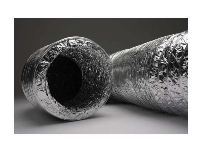 Gaines flexibles ARGAS M0 ALESBO non isolées, montrant le conduit aluminium et sa structure spiralée