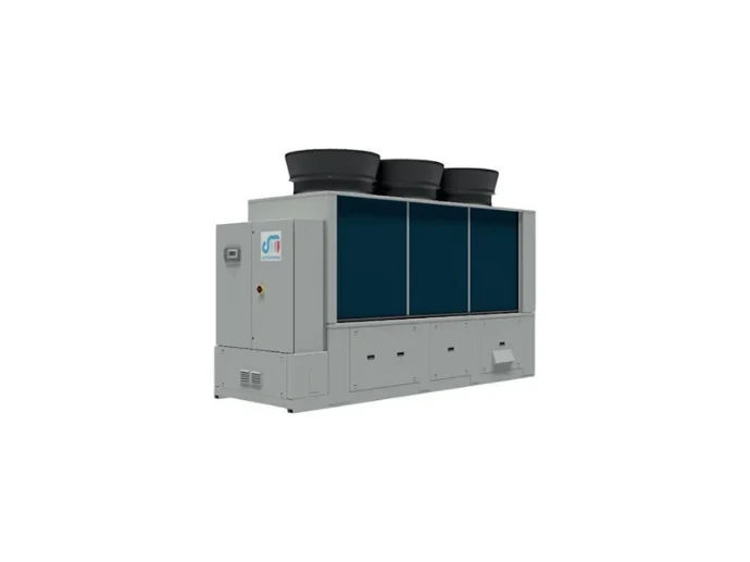 Pompe à chaleur A-THERM80 avec trois ventilateurs supérieurs et compartiment technique latéral