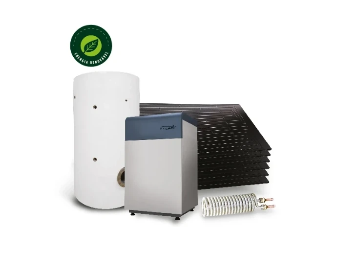 Ensemble ENERGIE ECO XL avec ballon, bloc thermodynamique, panneaux et échangeur