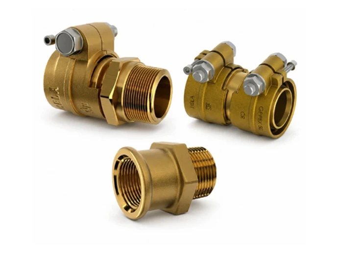 Exemples de raccords mécaniques HELA en laiton pour le raccordement de tubes PEX-a