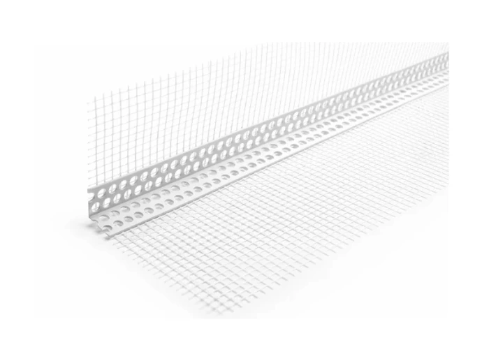 Cornière d’angle en PVC avec trame en fibre de verre pour le renfort des angles en ITE