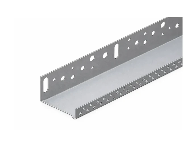 Rail de départ en aluminium perforé pour la pose des panneaux isolants en pied de façade