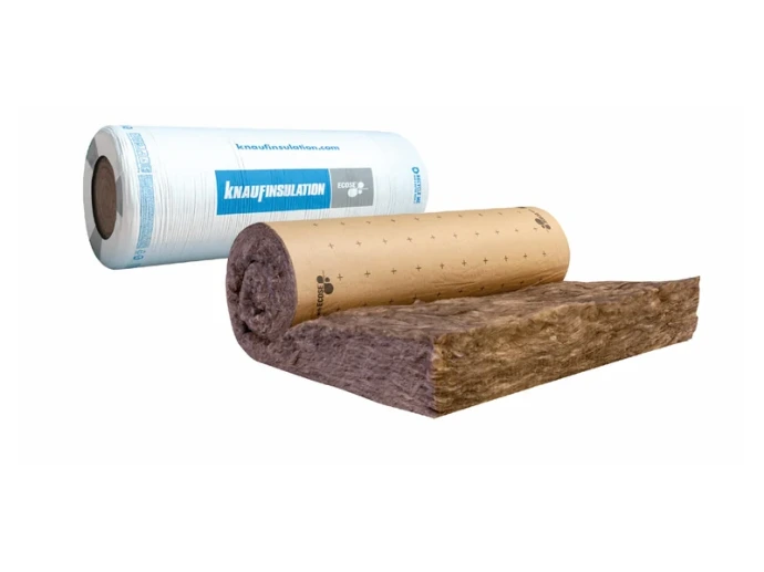 Panneau roulé TI 212 en laine minérale de verre revêtu kraft, avec son emballage Knauf Insulation