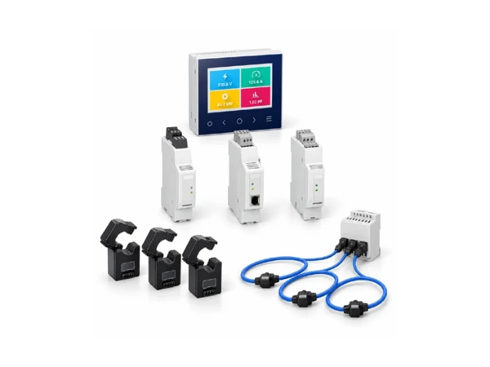 Ensemble LETTEL Enerclip V1 avec afficheur, modules de mesure, capteurs ouvrants et boucles de courant