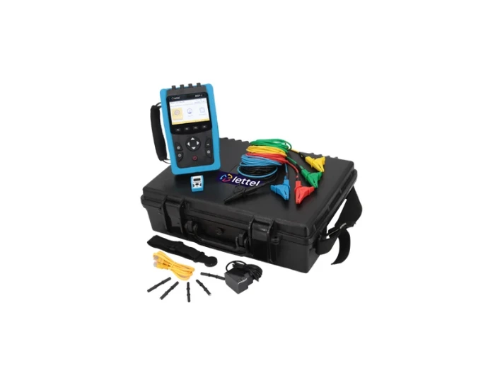 Analyseur portatif LETTEL MEP-1 avec sa mallette et ses accessoires de mesure de tension et de connexion