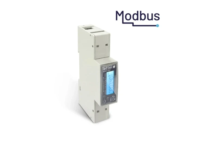 Compteur monophasé LETTEL de la gamme MCX1 avec afficheur et pictogramme Modbus