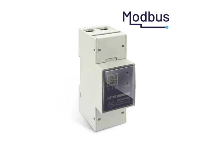 Compteur multi-circuits LETTEL MCX2-6MOD avec voyants SYS et COMM et pictogramme Modbus
