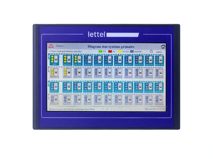 Écran tactile couleur LETTEL MSC-DE-4 affichant une vue de supervision Enerclip